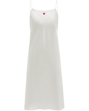 NOT JUST PAJAMA Little Heart Collection Silk Slip Dress - White