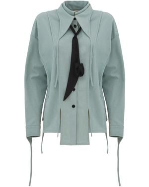 Julia Allert Artistic Asymmetric Textured Viscose Blouse - Blue