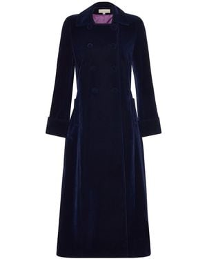 Guinea London Long Velvet Coat - Blue