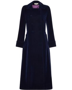 Guinea London Long Velvet Coat - Blue