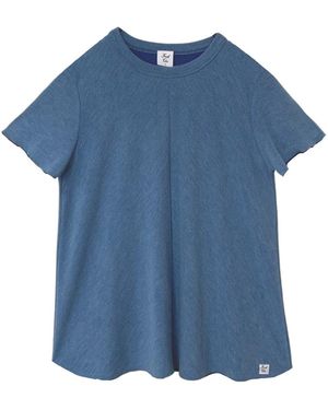 Frock Tales Flared Long Length Tee With Short Sleeve - Blue