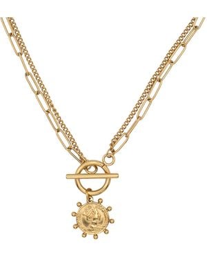 Isolated Jewellery Coin Studded T-Bar Necklace - Metallic