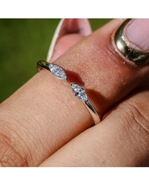 Aya Fine Jewelry 0.26 Cwt Dainty Double Marquise Lab Diamond Ring - Metallic