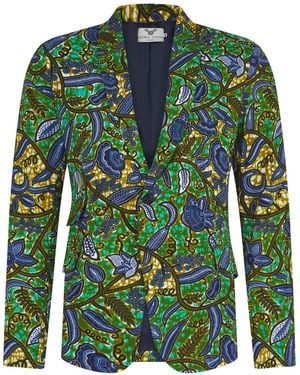 Ohema Ohene Cotton African Print Blazer – Floral - Green