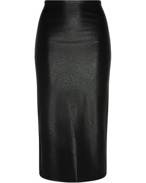 Commando Faux Leather Control Smoothing Midi Skirt, Sk06 - Black
