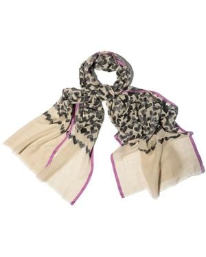Saachi Wool Silk Heart Striped Scarf - Multicolour