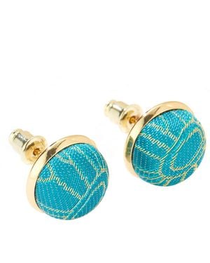 Soft Strokes Silk Pure Silk Brocade Earrings - Blue