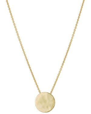 Posh Totty Designs Yellow Gold Plated Medium Hammered Disc Necklace - Metallic