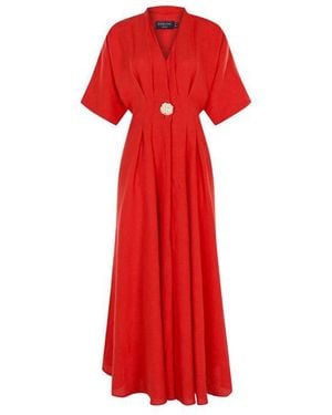 Exquise Regular Fit Shirt Collar Dress - Red