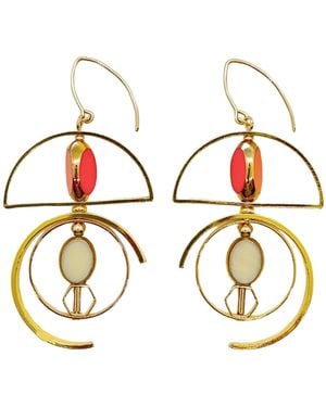 Aracheli Studio And Vintage German Glass Beads Art Deco Earrings - Metallic