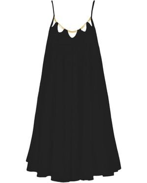 ALINA CERNĂTESCU Nevara Short Wide Skirted Silk Dress With Metallic Details - Black