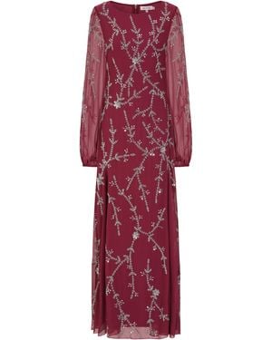 Frock and Frill Amara Burgundy Embellished Maxi Dress - Red