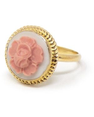 Vintouch Italy Blooming Rose Cameo Ring - Pink