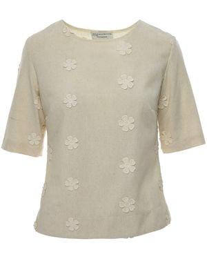 Silvia Serban Neutrals 3D Flowers Blouse - Natural