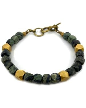 Rachel Nathan Narrow: Kambaba Jasper Cube Bracelet - Green