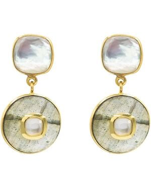 Marcia Moran Inelda Earrings Labradorite And Mother Of Pearl - Metallic