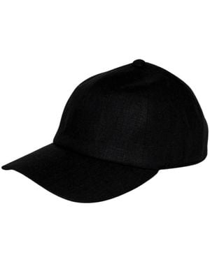 Cachemio Deep Minimalist Linen Baseball Cap - Black
