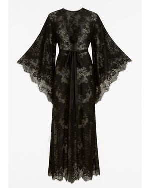 KÂfemme Lace Sheer Sexy Lingerie Maxi Robe - Black
