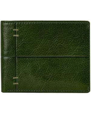 Time Resistance Leather Bifold Wallet - Green