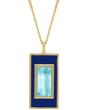 Augustine Jewels Sky Topaz And Enamel Drop Necklace - Blue