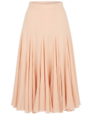 Georgette Neutrals Soft Peach Blossom Midi Skirt - Pink
