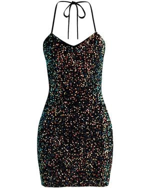 By Noa Rawitz Sequins Mini Dress- Iridescent Multi Color - Black