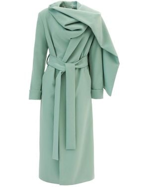 Julia Allert Long Wrap Coat With Drape Collar Mint - Green