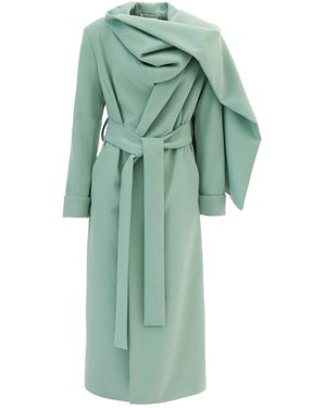 Julia Allert Long Wrap Coat With Drape Collar Mint - Green