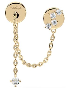 Nadiya Embroidered Stone Drop Earring - Metallic