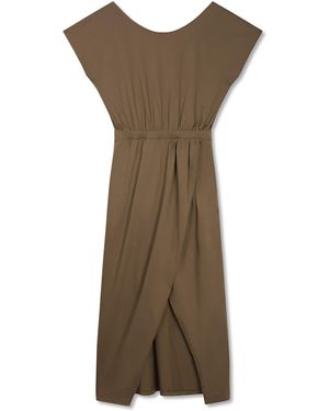 Marianne by Marie Jordane Iggy Midi Dress Organic Cotton Khaki - Brown