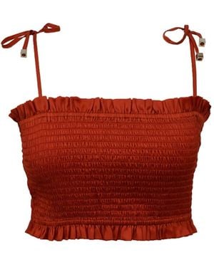 Shinaraa Sleeveless Elastic Cropped Tube Top - Red