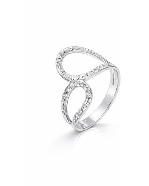 Gold & Honey Pear Wrap Diamond Cut Ring - White
