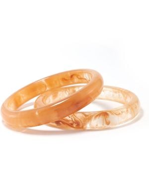 Hye Jane Jewelry Neutrals Caramel Swirl Marbled Resin Bangles - Orange
