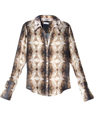 Babs Boutique NYC Silk Georgette Blouse - Brown