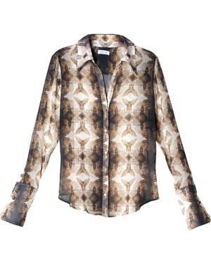 Babs Boutique NYC Silk Georgette Blouse - Brown