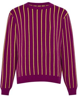 INGMARSON Thin Striped Wool & Cashmere Jumper - Purple
