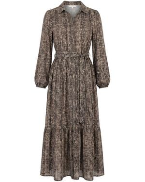 Adrift Clothing Neutrals Ginette Collared Dress - Brown