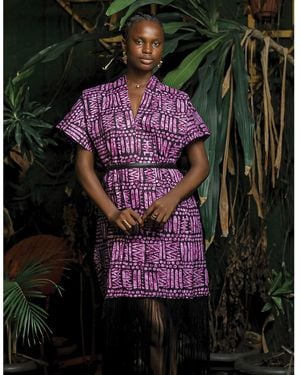 Chuks Collins Ajah Collection – Print Fringe Midi Dress - Purple
