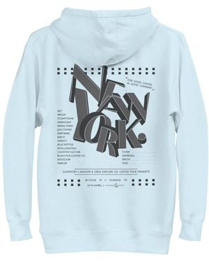 Anchor and Crew Sky Gustatory New York Coffee Scene Cotton Blend Embroidered Hoodie - Blue