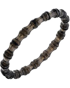 Gold & Honey Bamboo Lucite Slip On Bangle Bracelet - Black