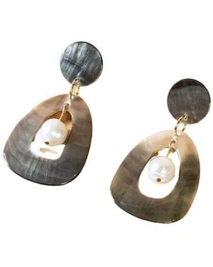 LIKHÂ Hollow Mother-Of-Pearl Earrings - Metallic