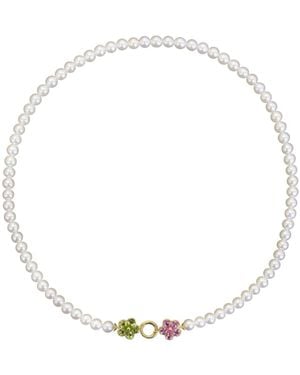 Agora Jewellery Spring Flowers Pearl Necklace - Metallic