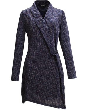 Smart and Joy Draped Velvet Dress With Liberty Print - Blue