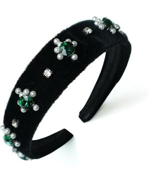 2KStyle Aida Crystal Hand-Embellished Velvet Headband - Black