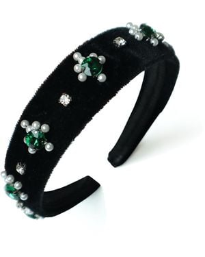 2KStyle Aida Crystal Hand-Embellished Velvet Headband - Black
