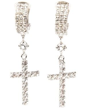 Addicted Bellona Cross Earrings Plated - White