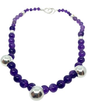Tg-Jewellery by Tamara Gervasio Amethyst Knotted Necklace With Sterling Beads - Blue