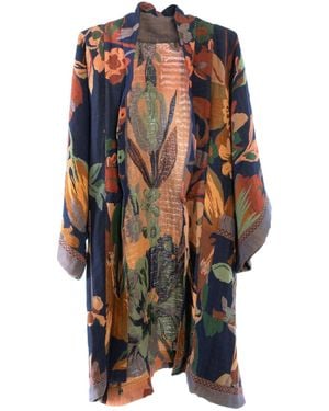 Saachi Floral Kimono Cotton Jacket - Blue