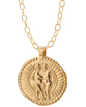 Goddess Charms Gemini Zodiac Charm Necklace Set - Metallic