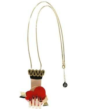 Gissa Bicalho Handmade Acrylic Necklace Heart - Red
